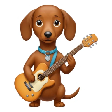 A dachshund with a guitar sticker