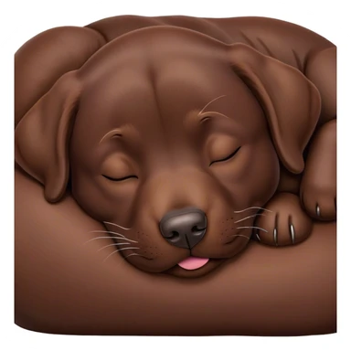 Meme-Worthy Cute Sleeping Chocolate Labrador Portrait Emoji, Head resting peacefully with a contented smile, showcasing a delightfully robust build and a luxuriously soft chocolate Fur, eyes shut in a serene nap, Simplified yet hilariously adorable features, highly detailed, glowing with a soft, drowsy light, high shine, relaxed and utterly lovable, stylized with an air of playful laziness, bright and heartwarming, soft glowing outline, capturing the essence of a comically sleepy companion, so meme-worthy it feels like it could instantly become the next viral sensation of adorable slumber! sticker
