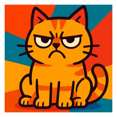 grumpy cat vibrant cartoon style sticker