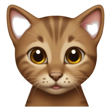 Brown small kitten with brown eyes giving a kiss sticker