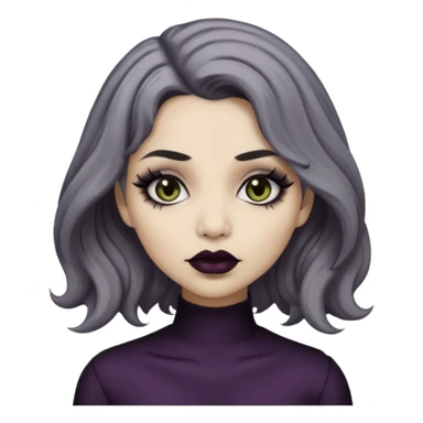  Beige olive skin  grey wavy hair black lips goth girl sticker