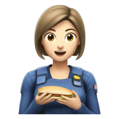 Jill valentine eating a sandwich sticker