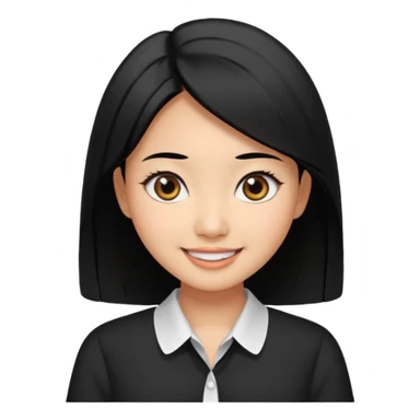 30 yr old asian woman center parted hair big eyes big smile tanned skin straight black hair hippie part hair white blouse sticker