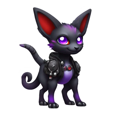 Cute cool dark punk gothic futuristic black red purple animal hybrid Fakemon full body sticker