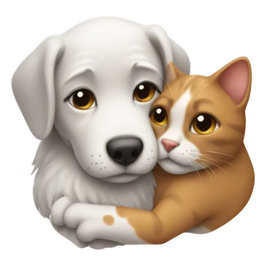 Cat and dog hugging  sticker