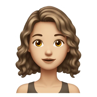 white girl with brown hair ,brown eyes, a little wavy hair sticker