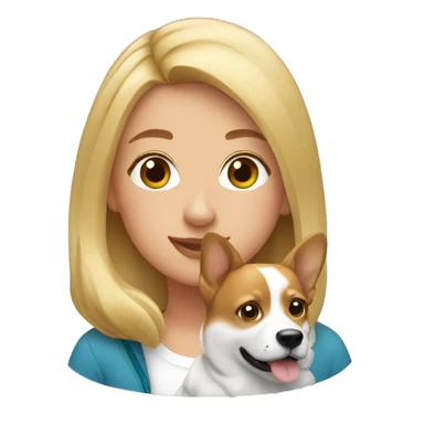 blonde girl with a corgi dog sticker