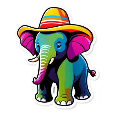 Elefante con sombrero  sticker