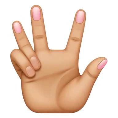A palm that looks like the iPhone emoji 🤙🏼 but has three fingers up - thumb, middle and a pinky. Index and ring are down. sticker