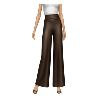 high waisted long wide leg dressy casual pants in shiny Dark Brown material sticker