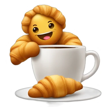 Coffee with croissant in cafe  sticker