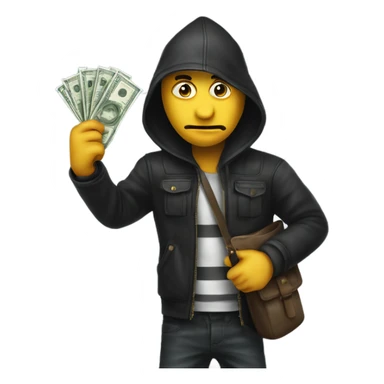 A robber holding a bag of money ￼ sticker