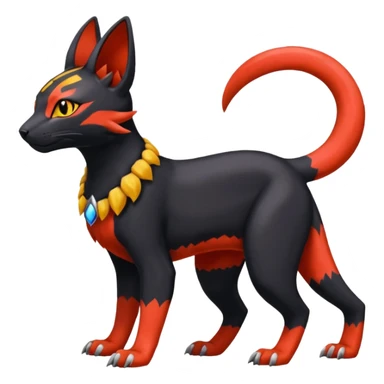 Colorful orange red black yellow Bastet-Salandit-Umbreon-Gatomon-Vernid-Protogen-Digimon-Fakémon-Pokémon-creature  (full body) sticker