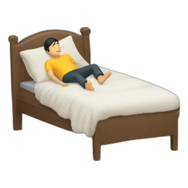 Asian guy sleeping on side with a cushion between his foot sticker