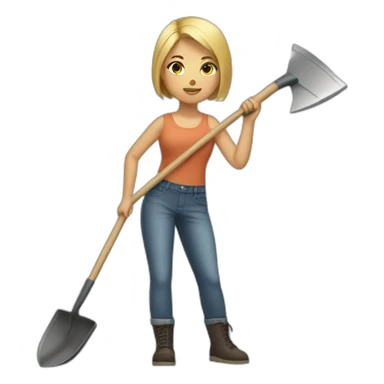 a blonde short straight haired girl with shovel sticker
