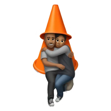 Cuddling a traffic cone sticker