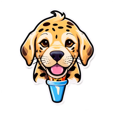 Leopard Labrador wearing glaces sticker