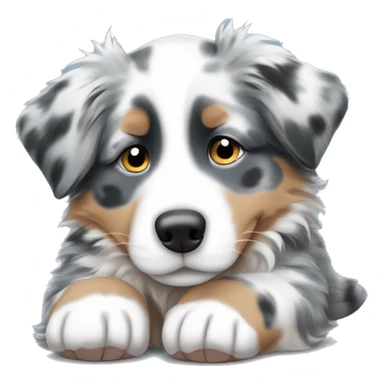 Blue Merle Australian shepherd puppy sleeping sticker