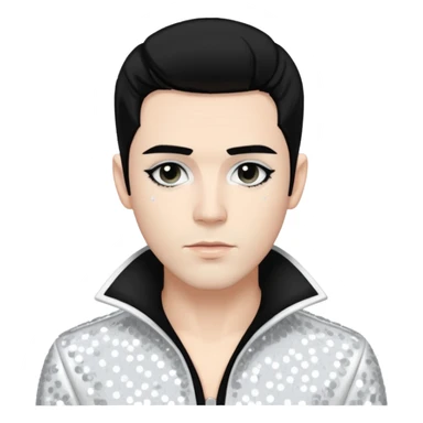 Sugar Bones, Male Electropop Singer from Confidence Man with black hair with white highlights, white sequin outfit sticker