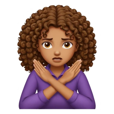 Brown curly girl crossed hands grabbing neck angry fave  sticker