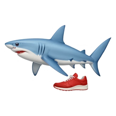 Blue shark with red sneakers and legs  sticker