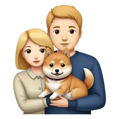 A man- and -a woman- holding -a Shiba Inu sticker