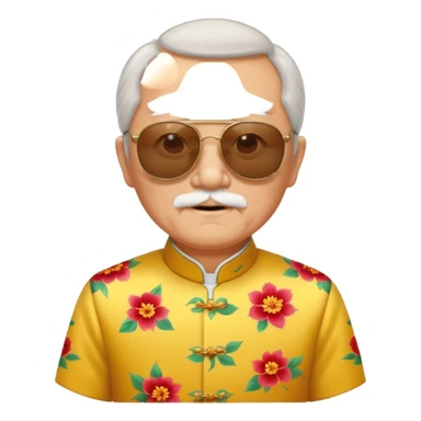 cheongsam ancient old man with sunglasses sticker