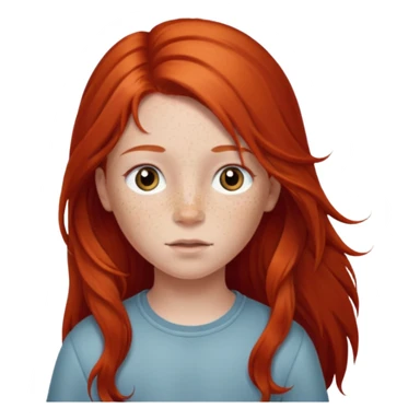 red long hair child sticker