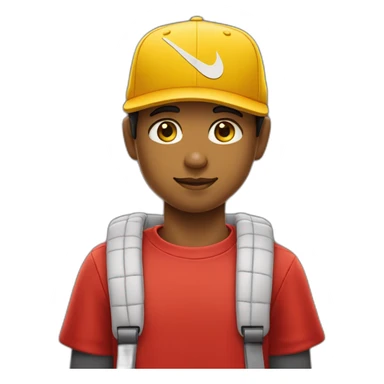 Morocho boy in red attire with a yellow Nike cap 🌟. sticker