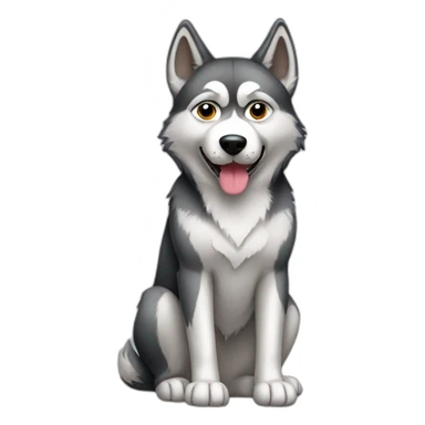 huskie sit full body sticker