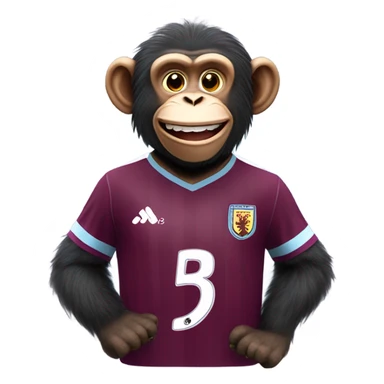 Fluffy chimpanzee in Aston Villa soccer jersey super happy  sticker