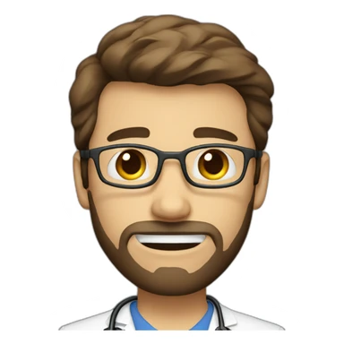 doctor with short beard wide mouth brown hair without glasses sticker
