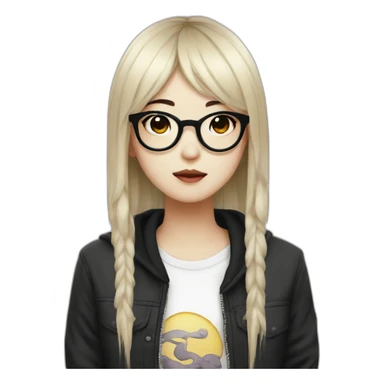 Chinese Emo girl with glasses sticker