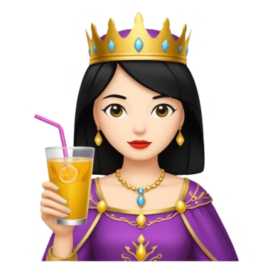 black haired queen with drink sticker