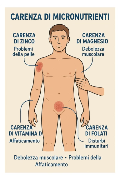 corpo umano in carenza di micronutrienti come zinco, magnesio, vitamina D, folati, in italiano sticker