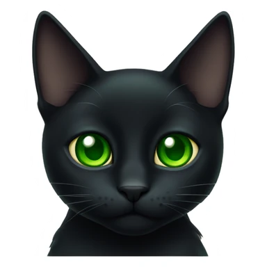 A black cat with dark green eyes is lying sticker