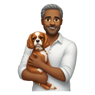 Man with cavalier dog  sticker