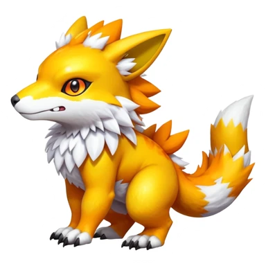 Cute Shiny Agumon-Renamon-Fakémon-hybrid-creature (full body)  sticker