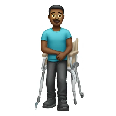 Man with broken leg wearing a cast sticker