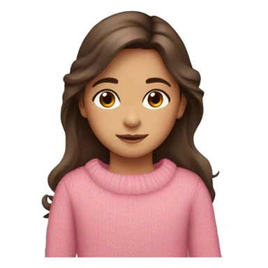 little girl, hispanic, long brown hair, brown eyes, pink sweater, winter sticker