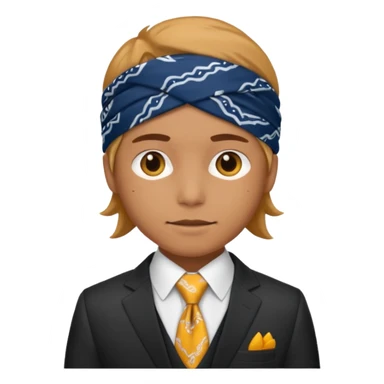 Character wearing a bandana and a suit sticker