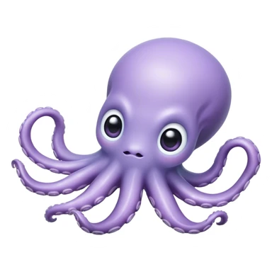 Meme-Worthy Floating Baby Octopus Portrait Emoji, Drifting gracefully in the water with soft, curled tentacles and a dreamy, weightless posture, showcasing a smooth, rounded light blue-purple body with mesmerizingly large, gentle eyes gazing into the abyss, Simplified yet poetically expressive features, highly detailed, glowing with a soft, celestial marine glow, high shine, quiet and mystical, stylized with an air of deep-sea serenity, soft glowing outline, capturing the essence of a tiny, peaceful cephalopod floating endlessly in the infinite beauty of the ocean depths! sticker