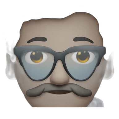 Short man with lots of black hair and beard, fat with glasses in his hair, dressed like a bum. sticker