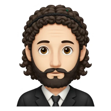 jewish jew man's face, wearing a tiny black kippah and 2 curly long hair strands near the ears, big nose, only face, no body sticker