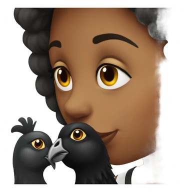 girl kissing a black hen sticker