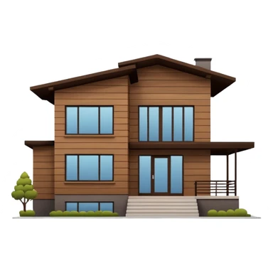 Make me a modern house with only one floor, with big windows and brown wood panel on the outside sticker