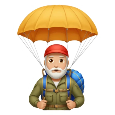 Man with a white beard in a parachute sticker