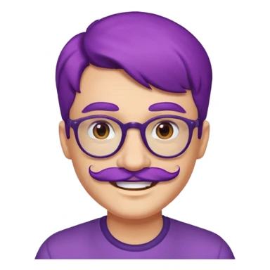 mustached purple haired spectacled happy sticker