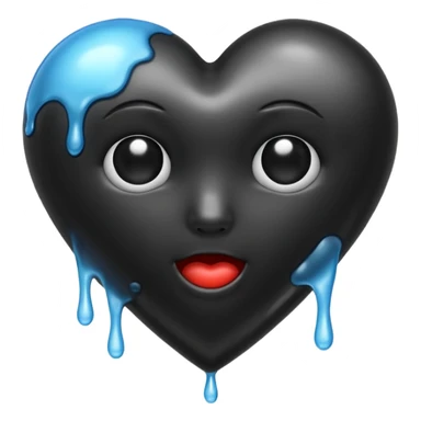 Black heart melting reastic sticker