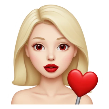 Heart lip biting sticker